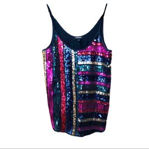 Express Stripe Color Block Sequin Tank Small